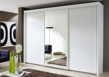 3 Door Mirror Sliding Wardrobe in White